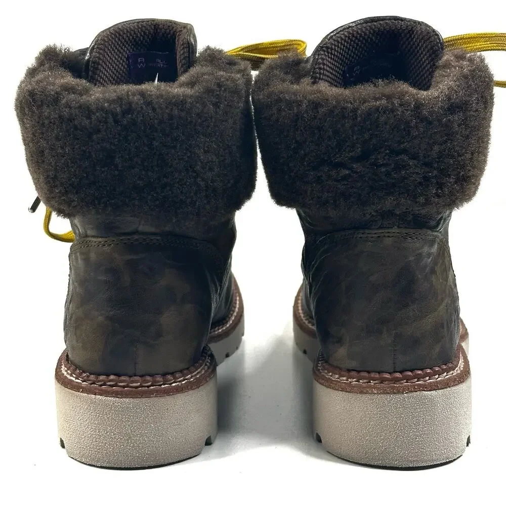 Bionica Danie Waterproof Shearling Camouflage Leather Boots Womens 7M New $190